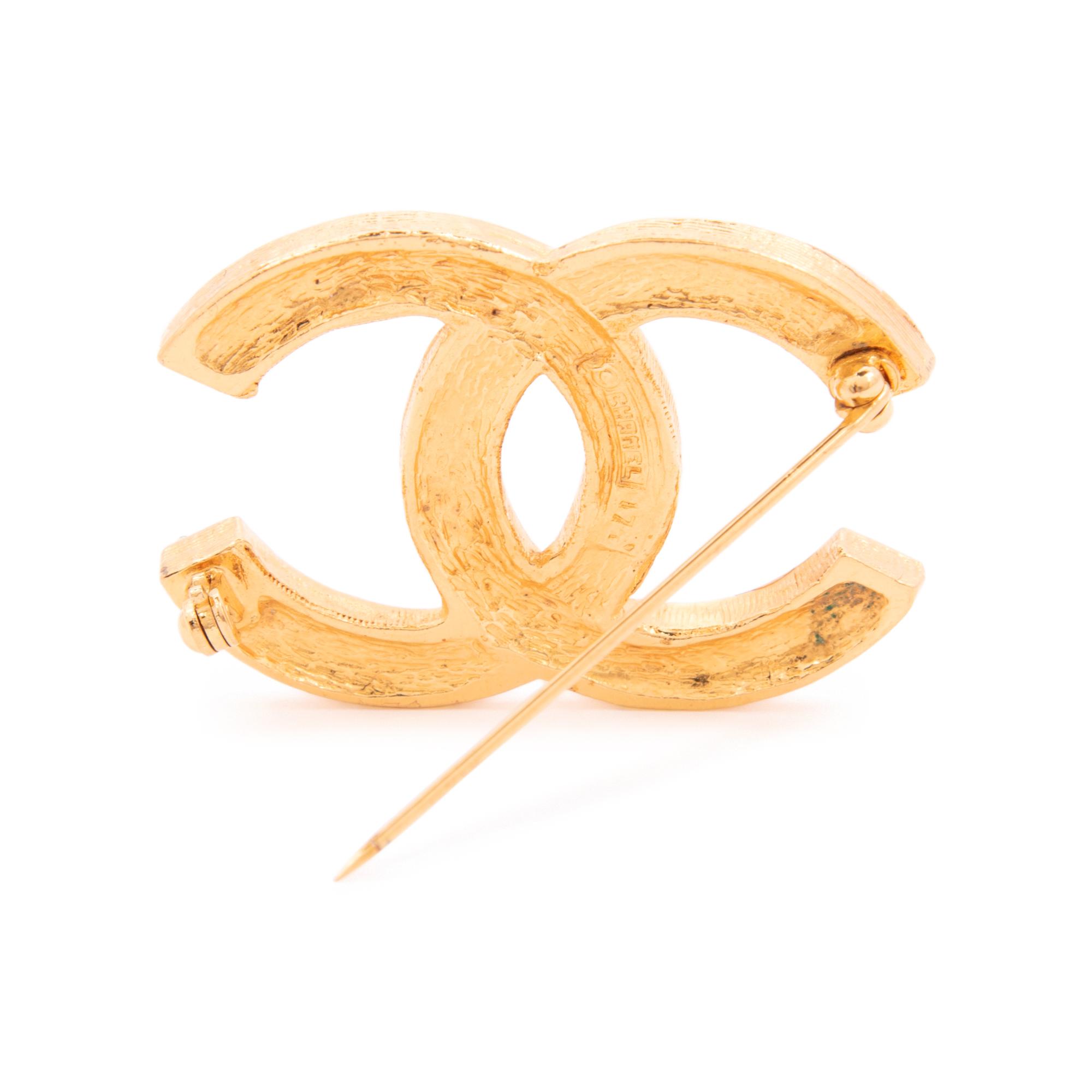 Chanel Double Row Crystal CC Brooch