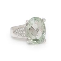 PRASIOLITE QUARTZ AND DIAMOND RING