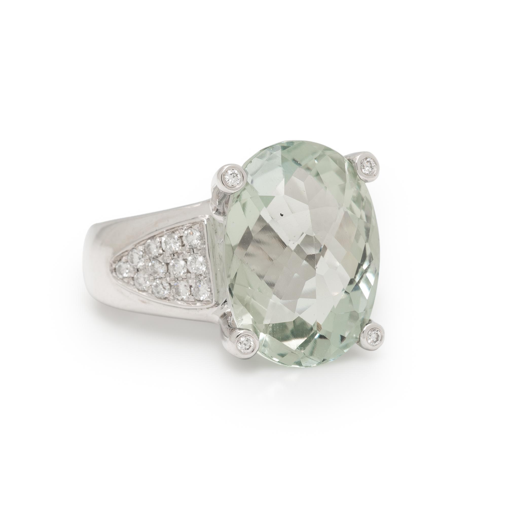 PRASIOLITE QUARTZ AND DIAMOND RING