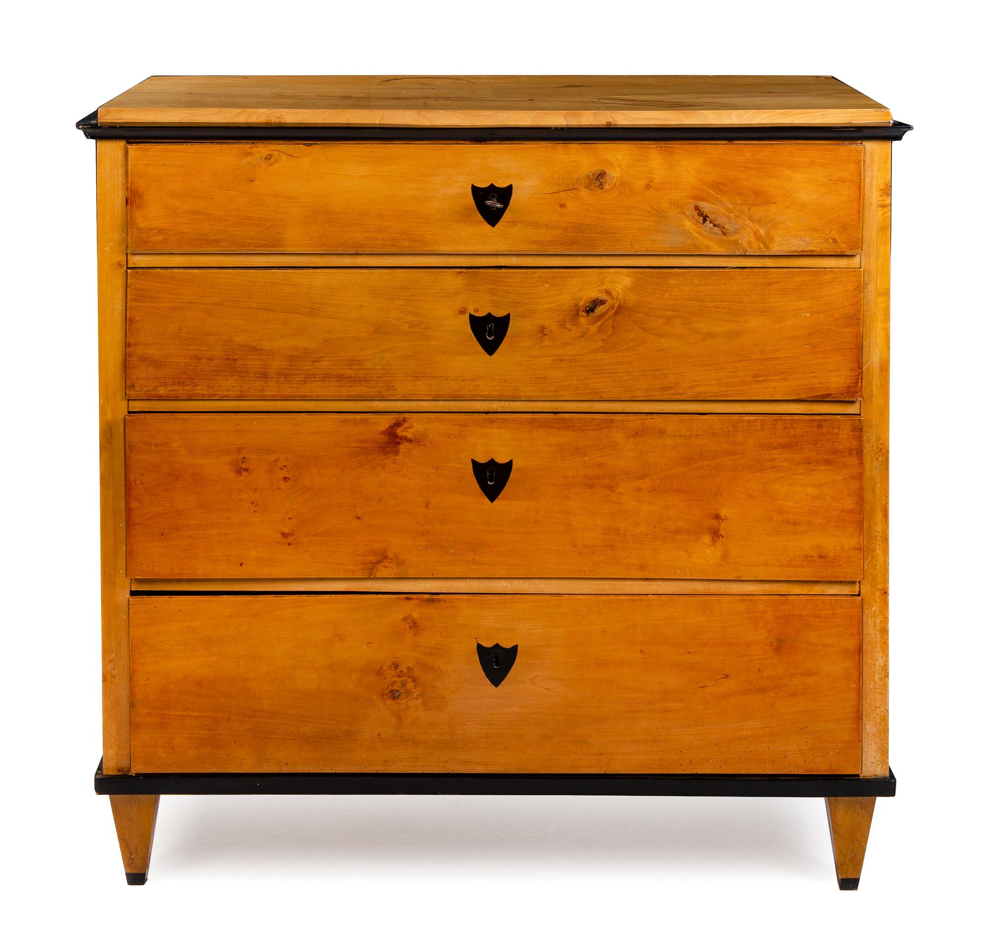 A Biedermeier Birch Chest Height 42 1/4 x width 43 x depth 19 inches. — FIRST HALF 19TH CENTURY