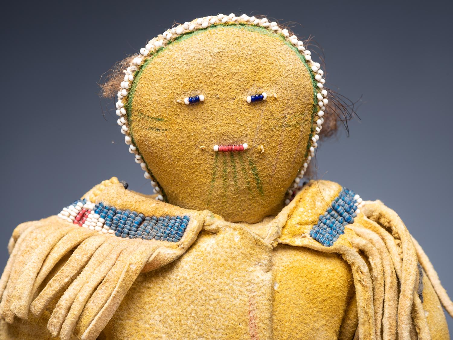 Cheyenne Beaded Hide Dolls, Pair