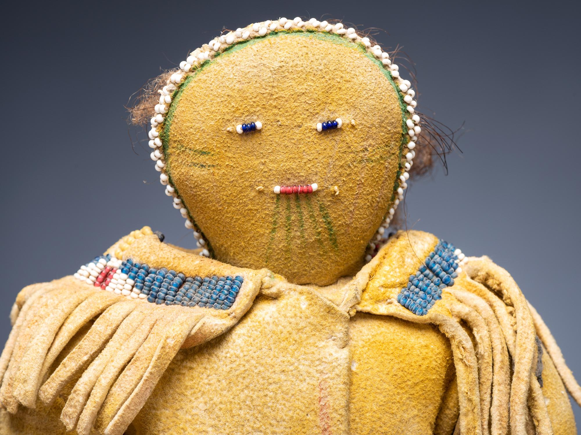 Cheyenne Beaded Hide Dolls, Pair