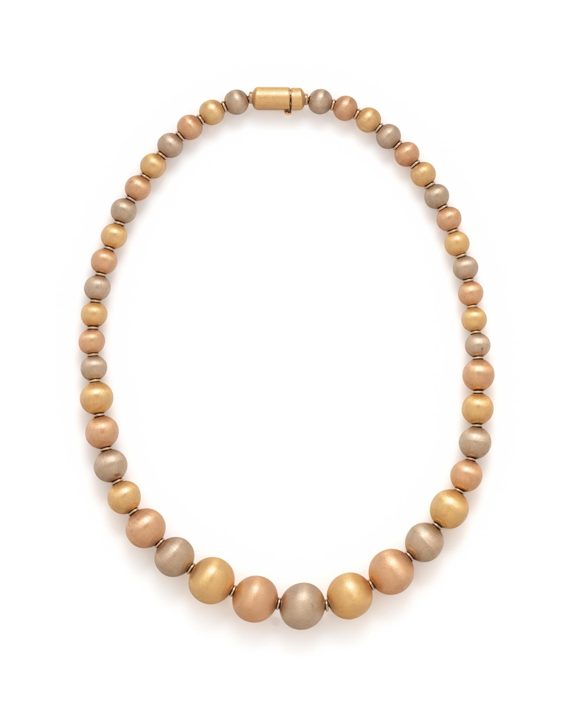 LA PEPITA, TRICOLOR GOLD BEAD NECKLACE