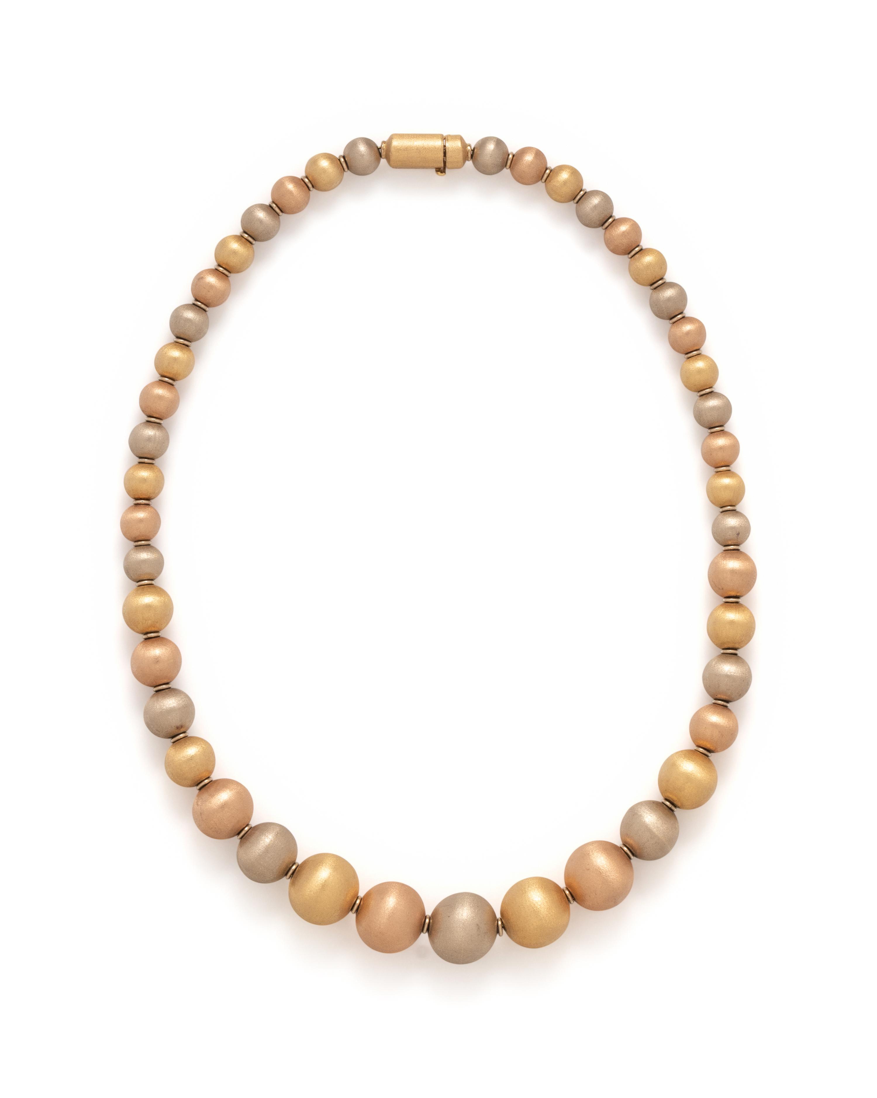 LA PEPITA, TRICOLOR GOLD BEAD NECKLACE
