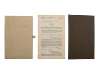 [DAKOTA TERRITORY]. Articles of War, From the Revised Statutes of the United States. Edition of February 22, 1875. Headquarters Department of Dakota: N.p., 1 April 1876. 8vo. Stab-sewn in original wrappers; cloth folding case.