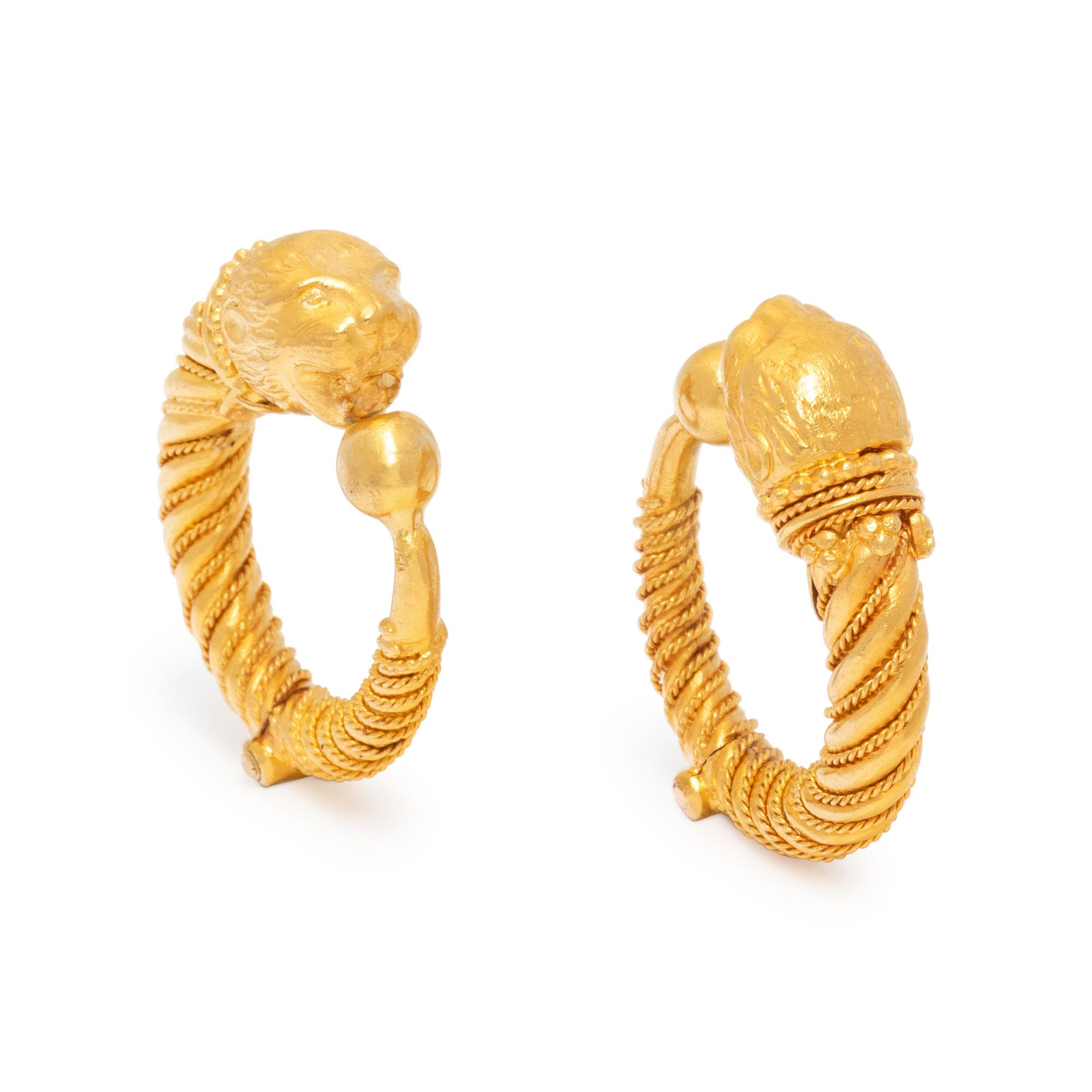 LALAOUNIS, YELLOW GOLD HOOP EARRINGS