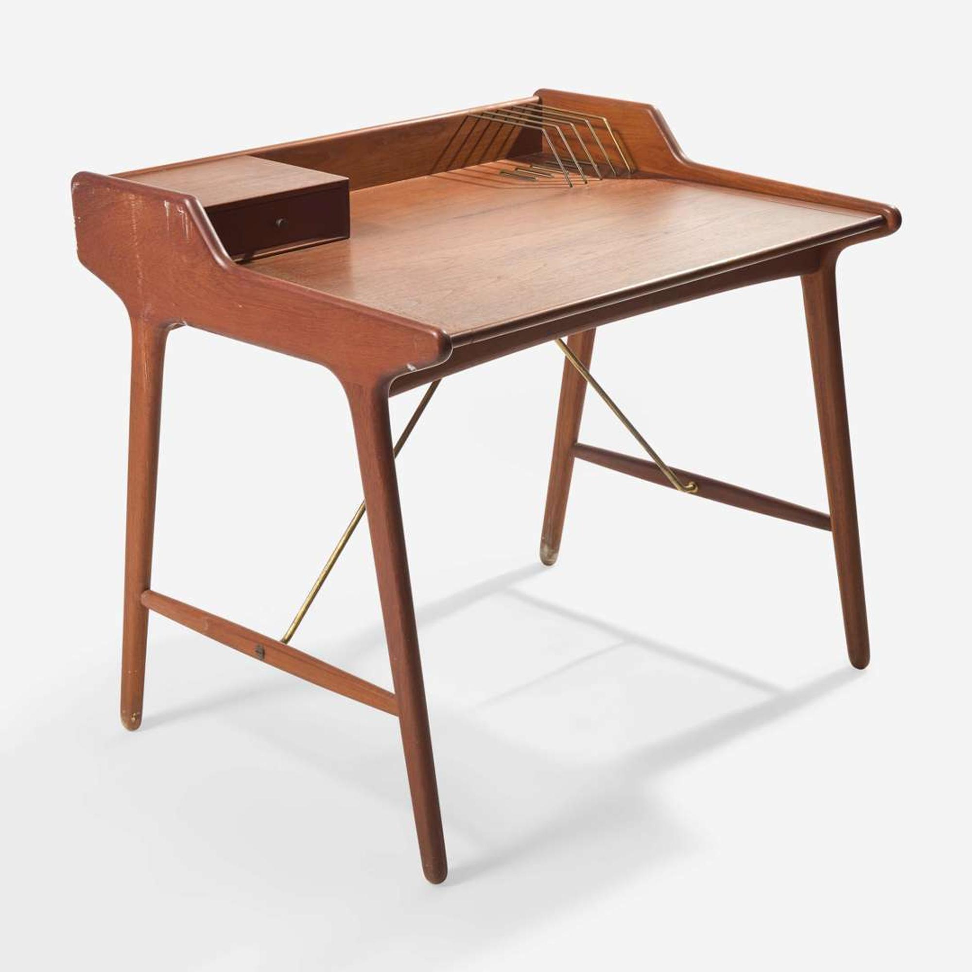 Svend Åge Madsen (Danish, 20th century) and Sigvard Bernadotte (Swedish, 1907-2002) Teak Writing Desk and Pivoting Armchair, K. Knudsen & Son and France & Daverkosen, Denmark, circa 1950s