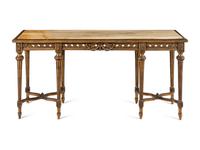 A Louis XVI Style Giltwood Marble-Top Console Table