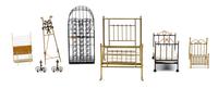 A Group of Seven Brass and Enameled Metal Furniture Articles Height of tallest 5 7/8 inches.