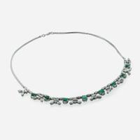 A Set of 14K White Gold and Diamond Earrings and Necklace
