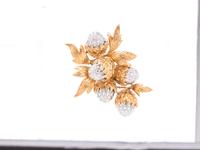 BICOLOR GOLD AND DIAMOND ACORN PENDANT/BROOCH