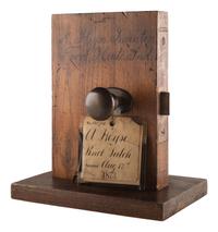 [SCIENCE & TECHNOLOGY]. A. Heyse patent model for a "Knob-Latch" with original tags. [Terre Haute, IN], 1873.
