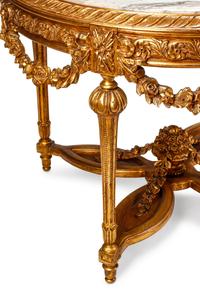 A Louis XVI Style Giltwood Marble-Top Center Table