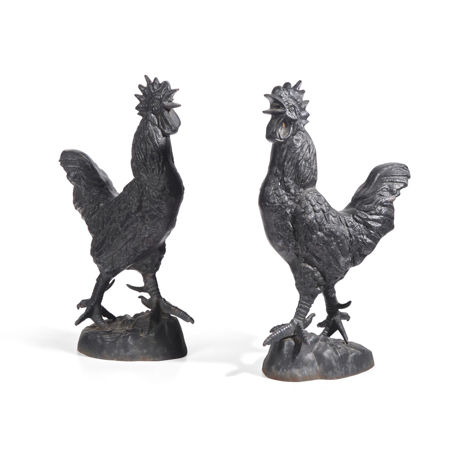 A Pair of Cast Iron Roosters