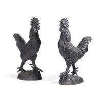 A Pair of Cast Iron Roosters