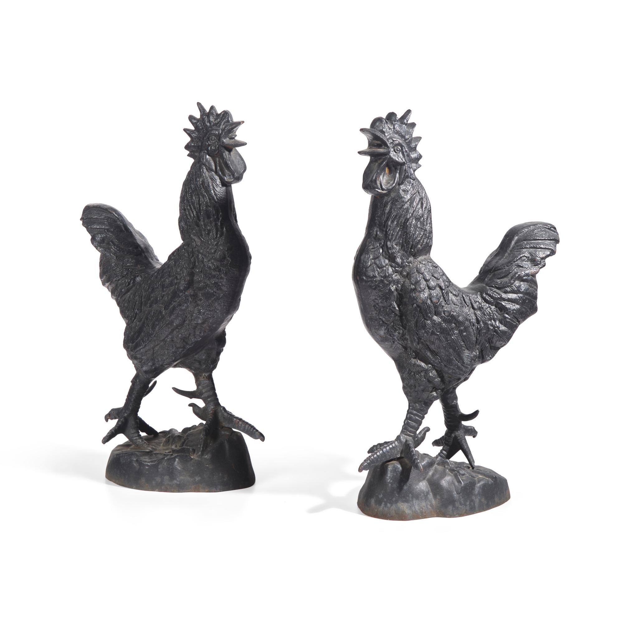 A Pair of Cast Iron Roosters