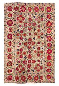 A Bokhara Suzani Embroidery 8 feet 4 1/4 x 5 feet 7 1/4 inches. — MID-19TH CENTURY