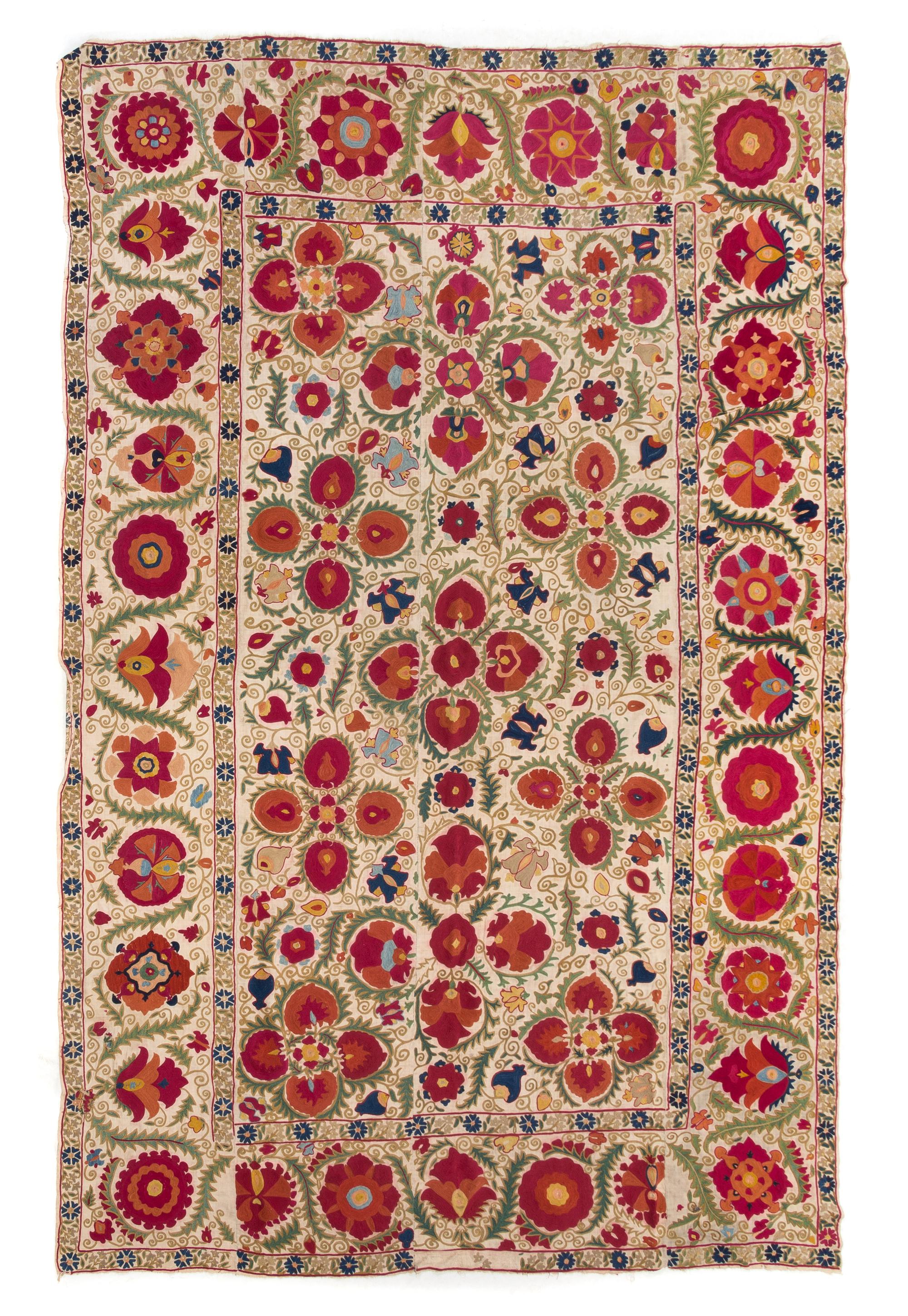 A Bokhara Suzani Embroidery 8 feet 4 1/4 x 5 feet 7 1/4 inches. — MID-19TH CENTURY