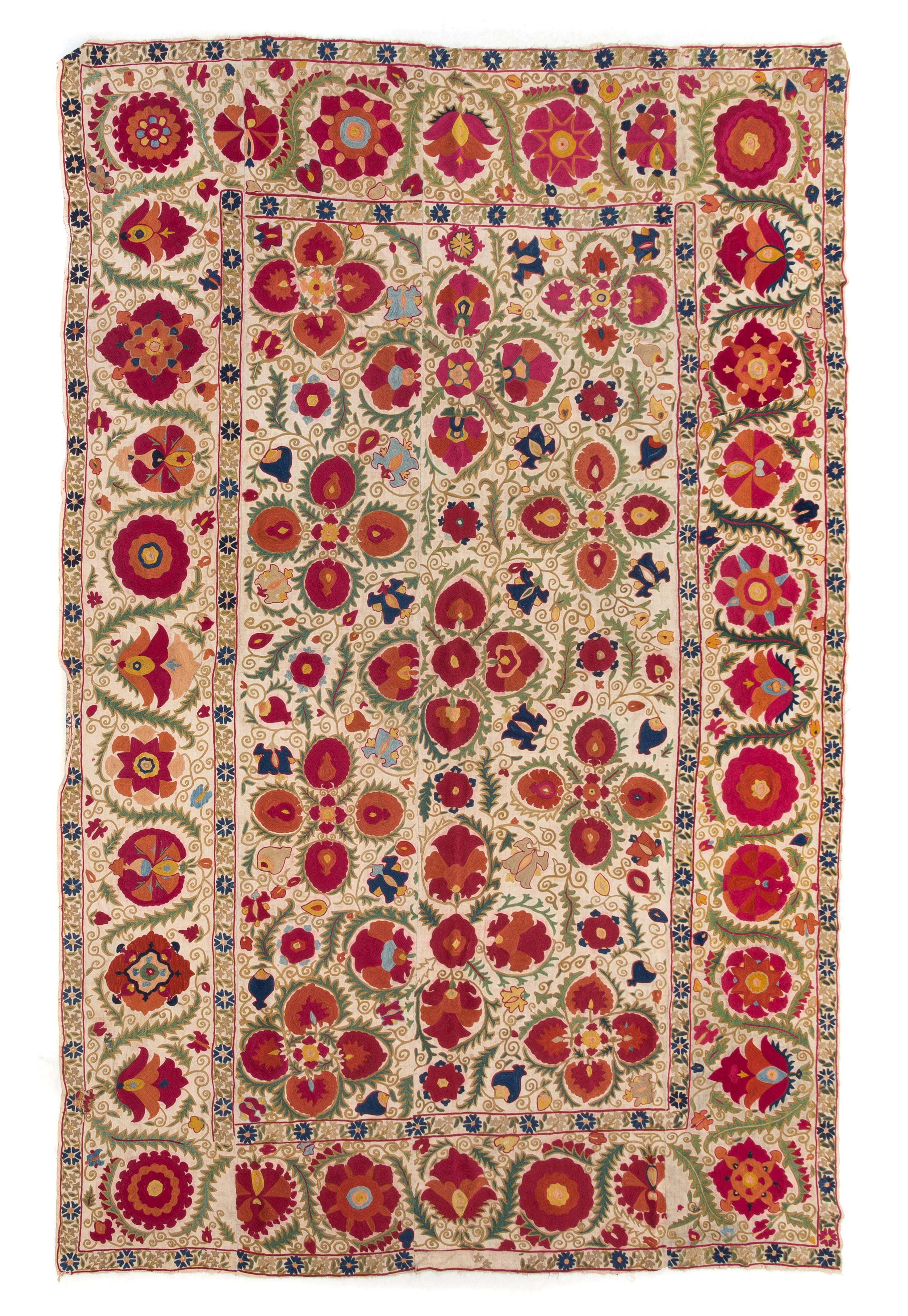 A Bokhara Suzani Embroidery 8 feet 4 1/4 x 5 feet 7 1/4 inches. — MID-19TH CENTURY