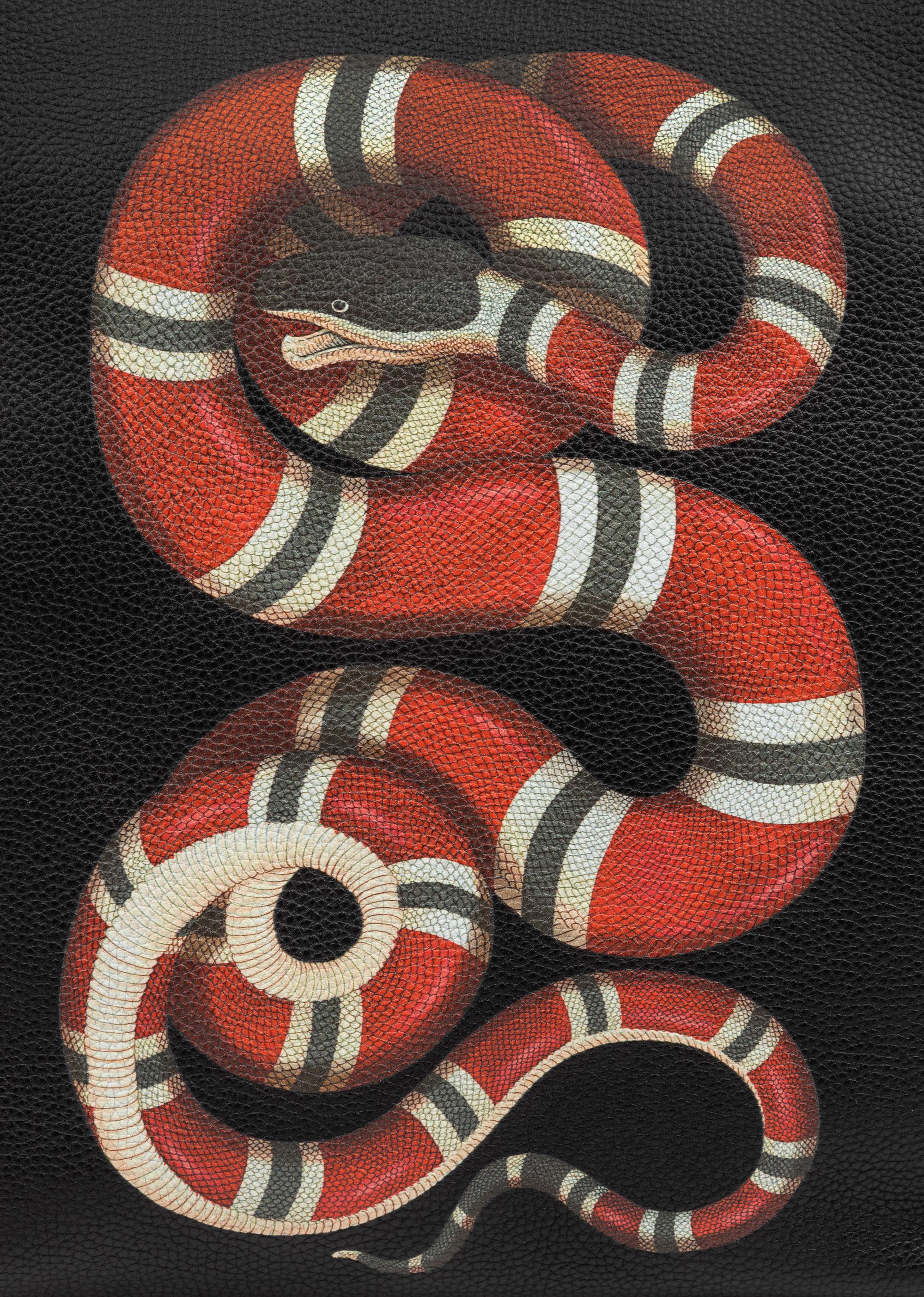 Gucci Backpack in Black Leather with Kingsnake Print, Alessandro Michele, 2016