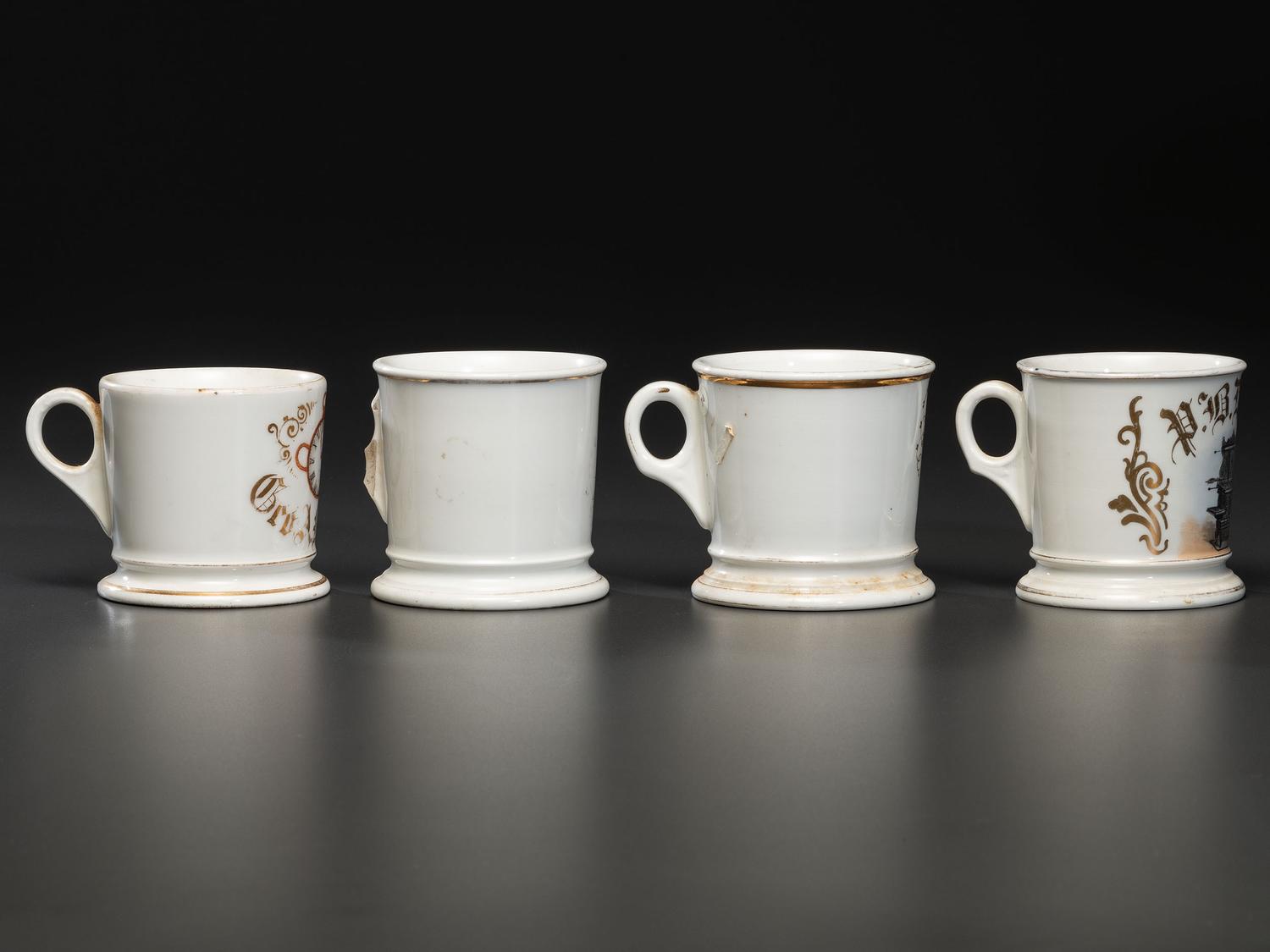 Four Porcelain Occupational Shaving Mugs