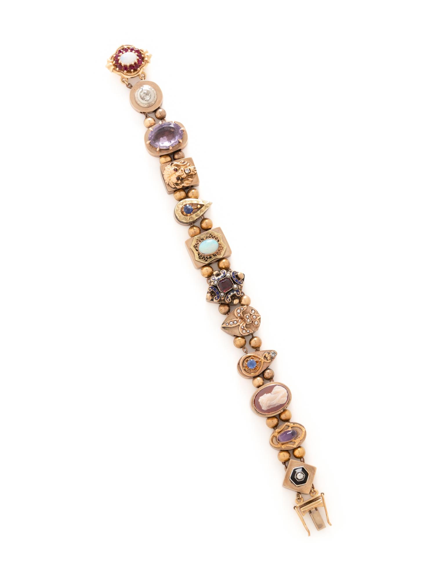 YELLOW GOLD SLIDE CHARM BRACELET