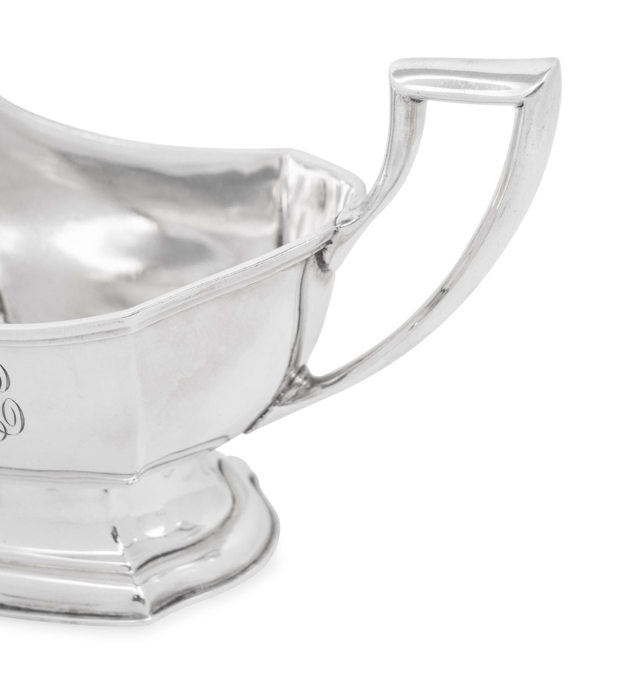 An American Silver Sauce Boat and Underplate