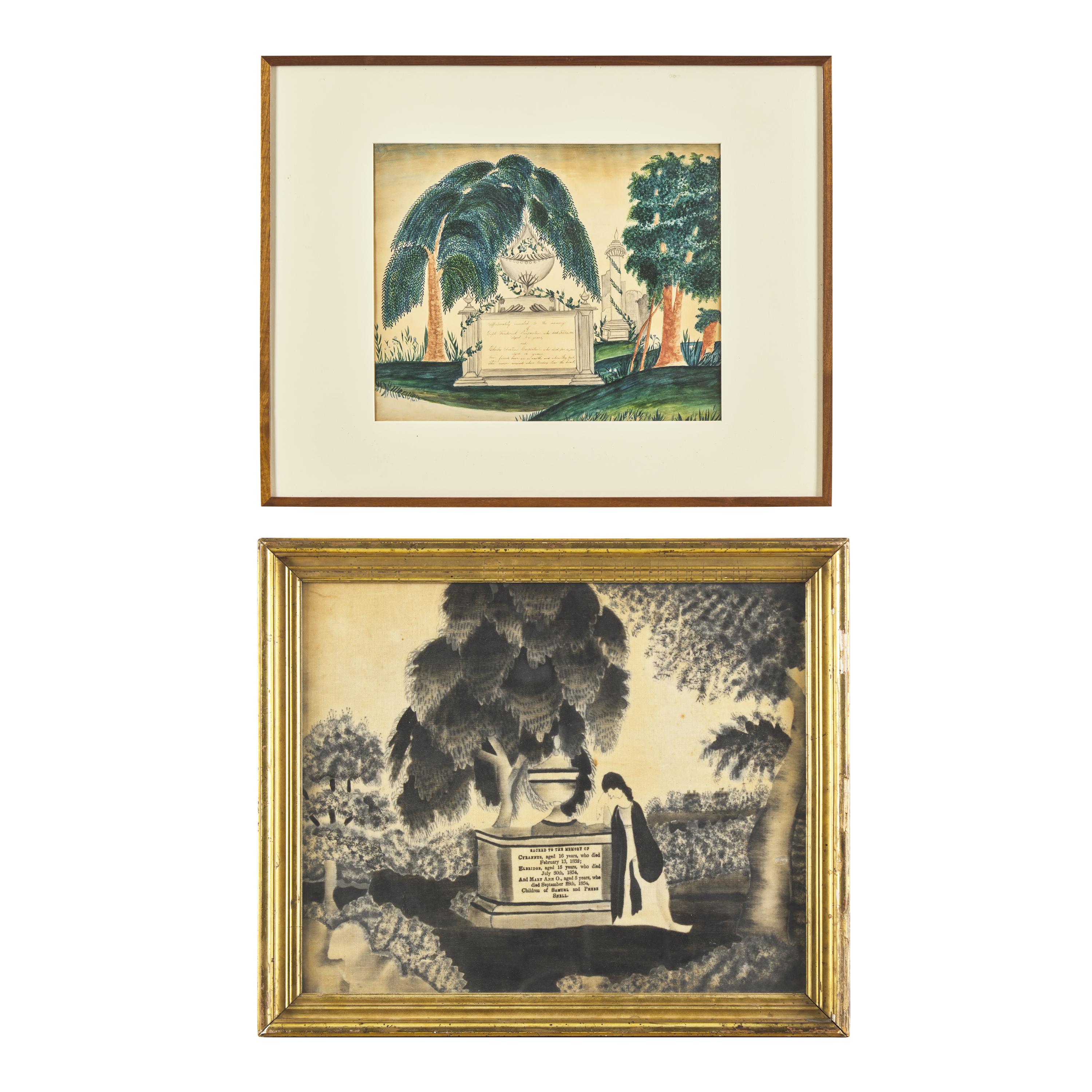 American School, 19th Century — Two Mourning Works from Massachusetts