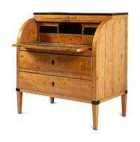 A Biedermeier Part-Ebonized Birch Cylinder Bureau