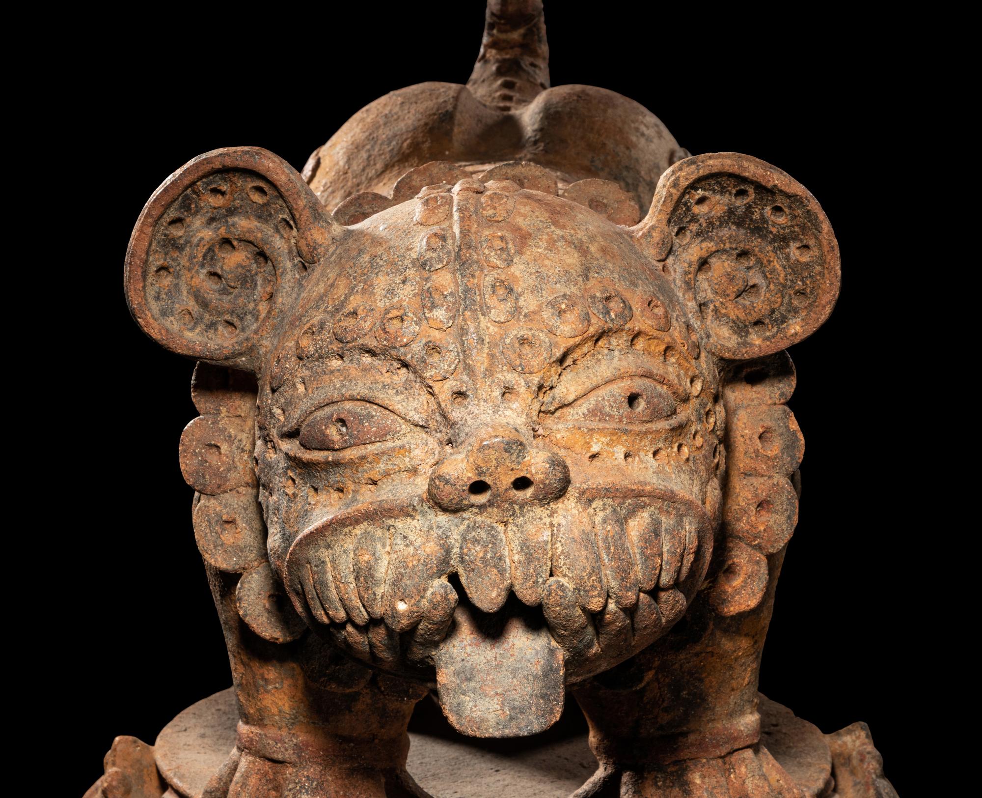 A Maya Red-Ware Jaguar Incensario