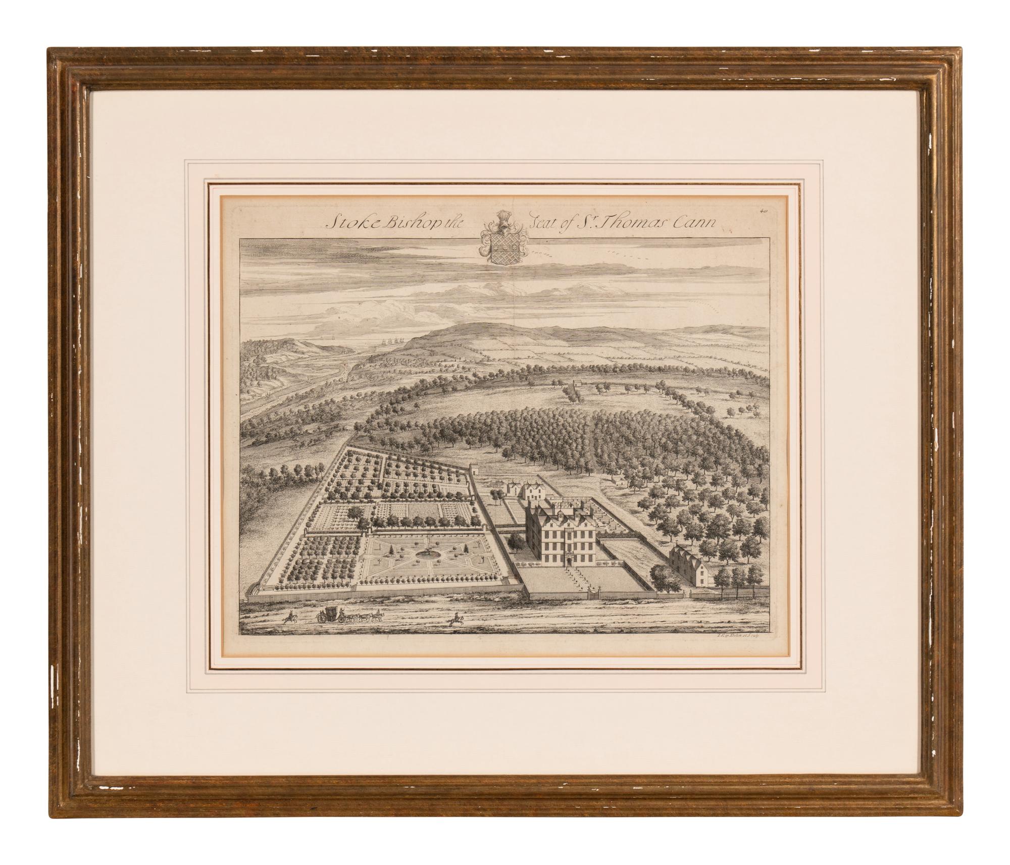 A Set of Ten Topographical Engravings in Giltwood Frames