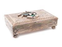 Mosaic Inlay Katsina, on Heavily Stamped Navajo Box
