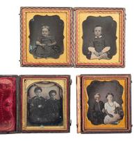 [EARLY PHOTOGRAPHY]. A group of 17 daguerreotype portraits of siblings, including: