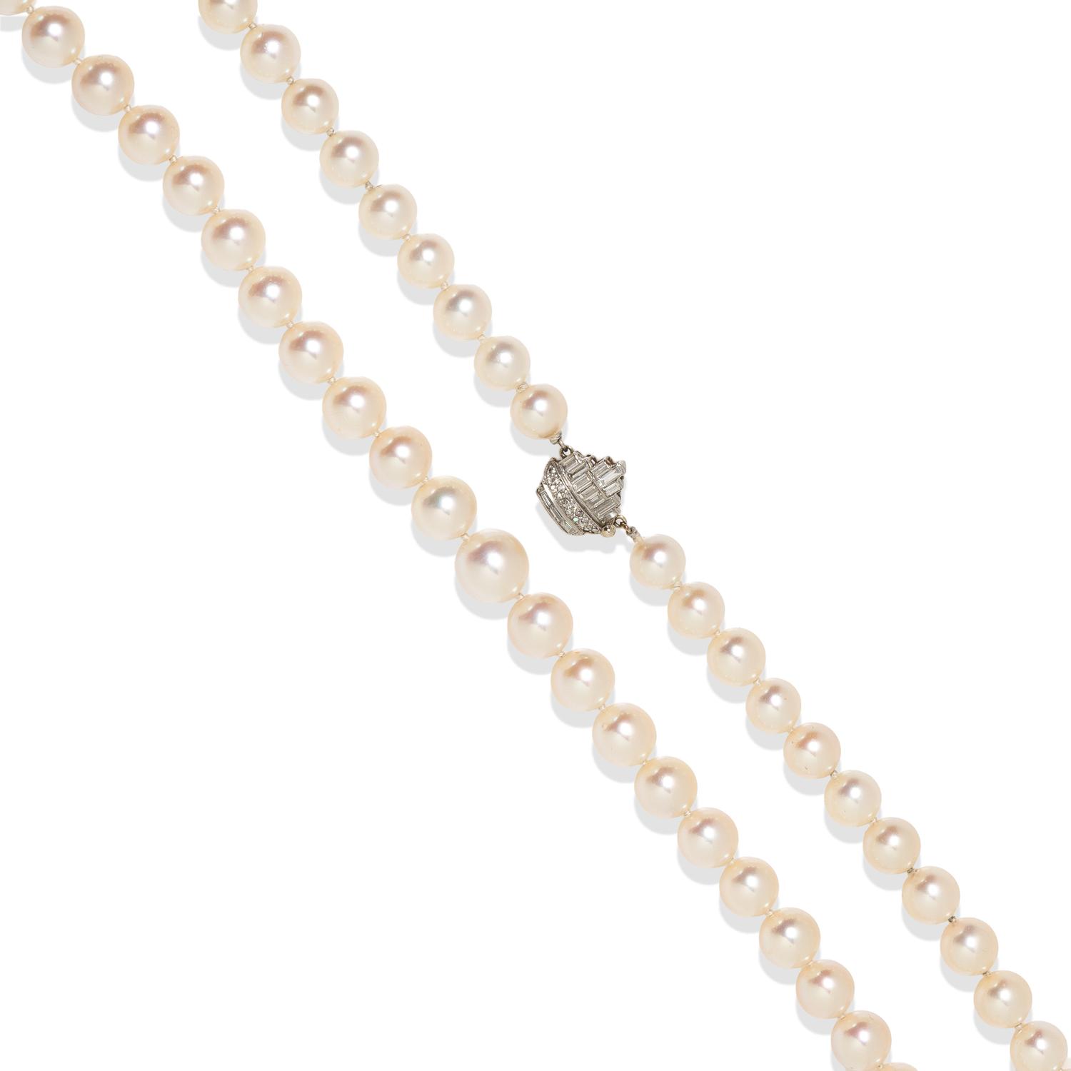 CULTURED AKOYA PEARL NECKLACE WITH DIAMOND CLASP