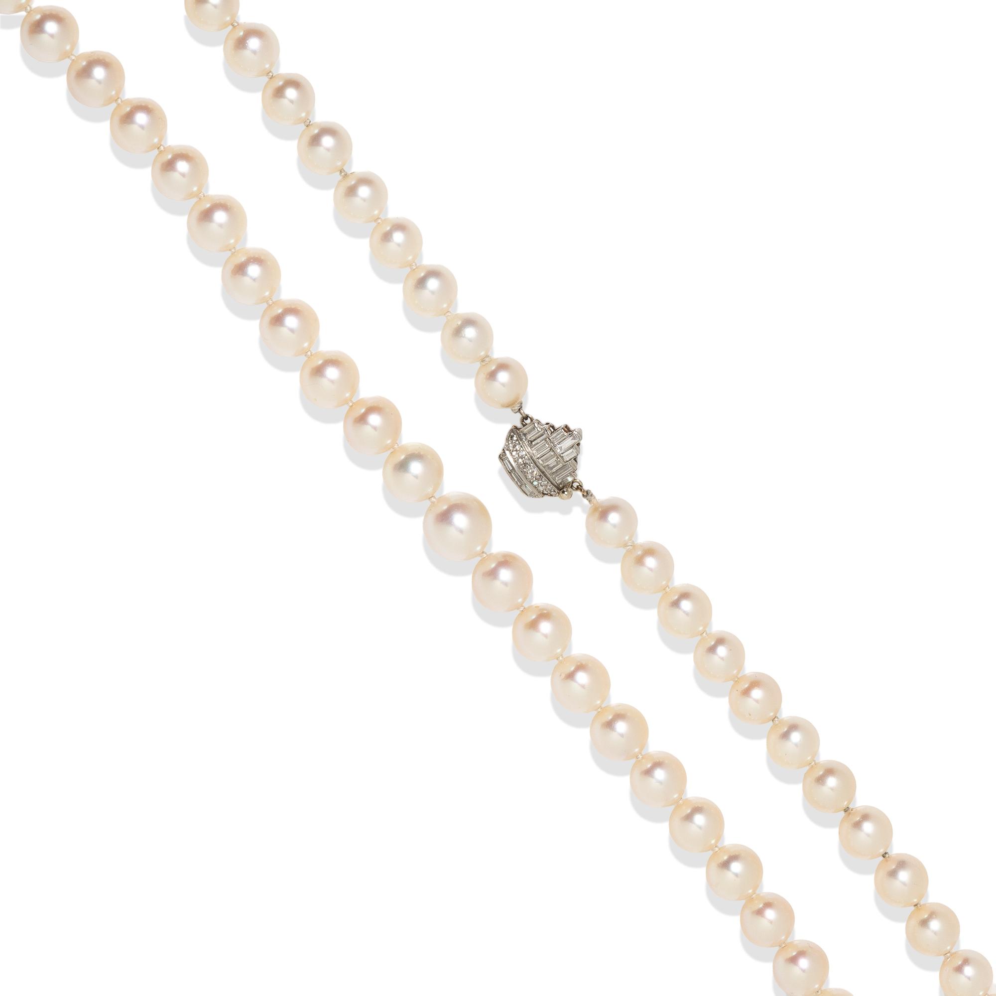 CULTURED AKOYA PEARL NECKLACE WITH DIAMOND CLASP