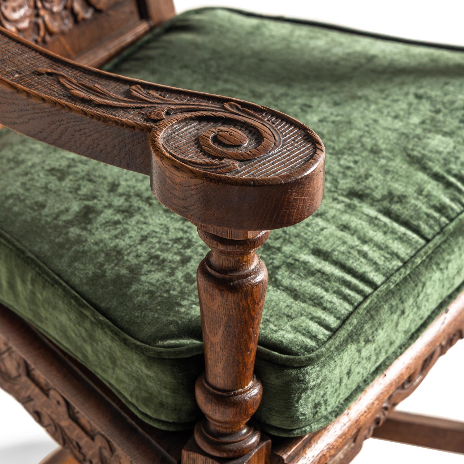 Two French Renaissance Revival Oak Caquetoires