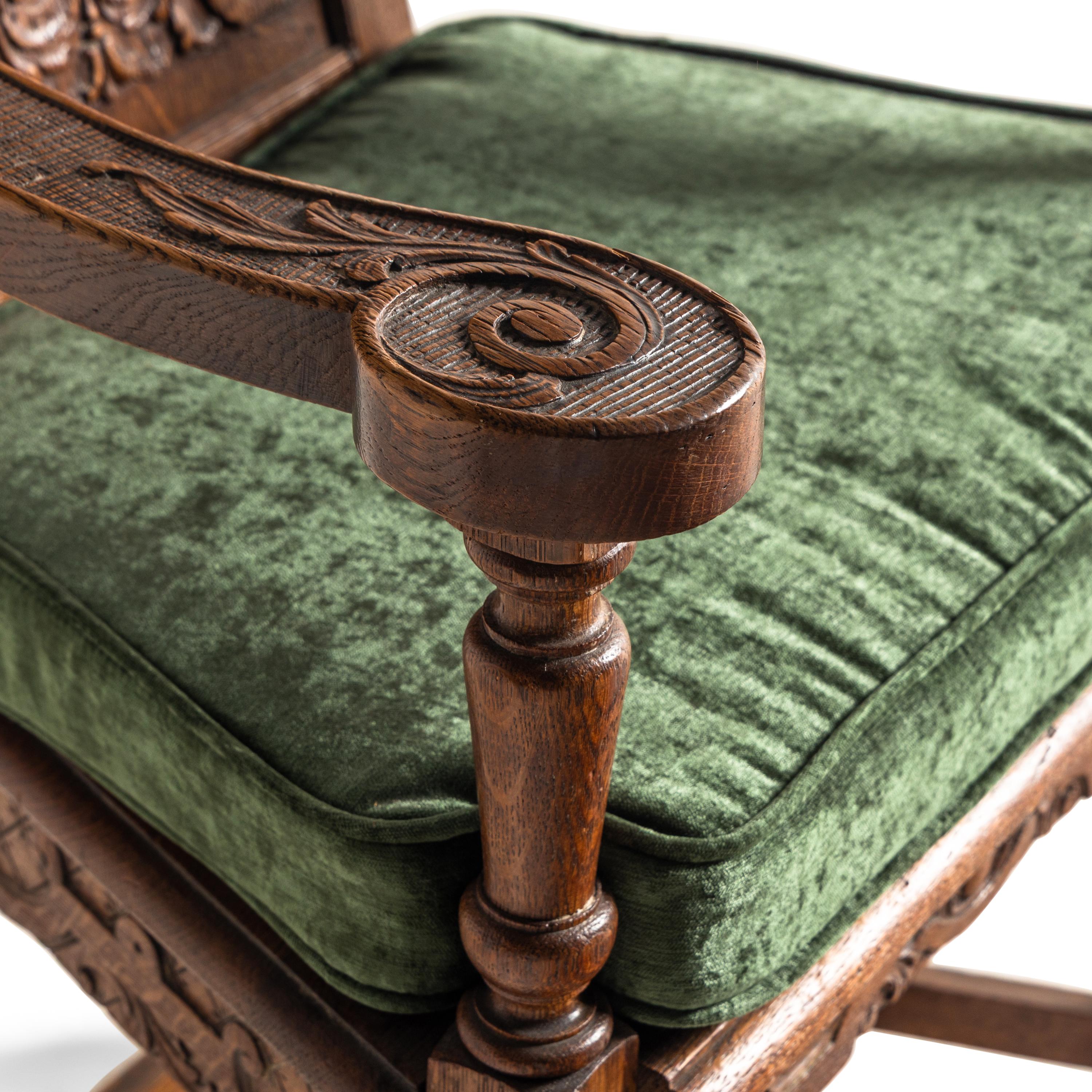 Two French Renaissance Revival Oak Caquetoires
