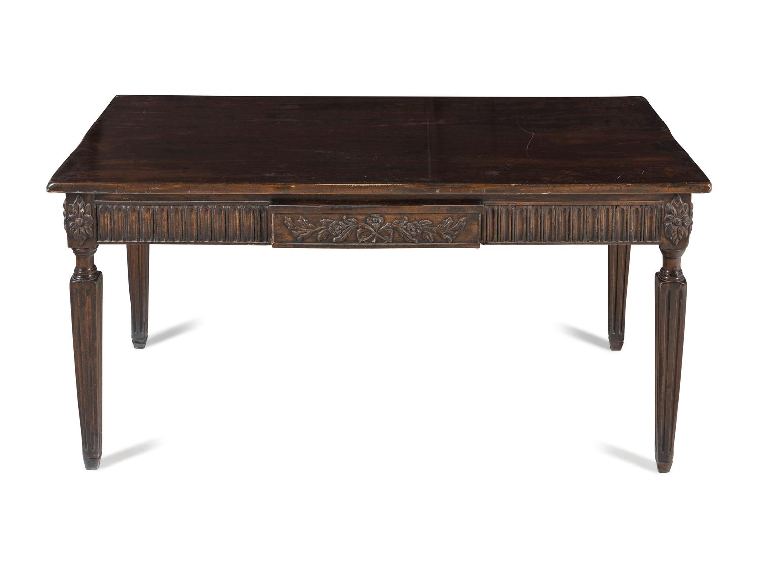 An Italian Walnut Low Table with glass top