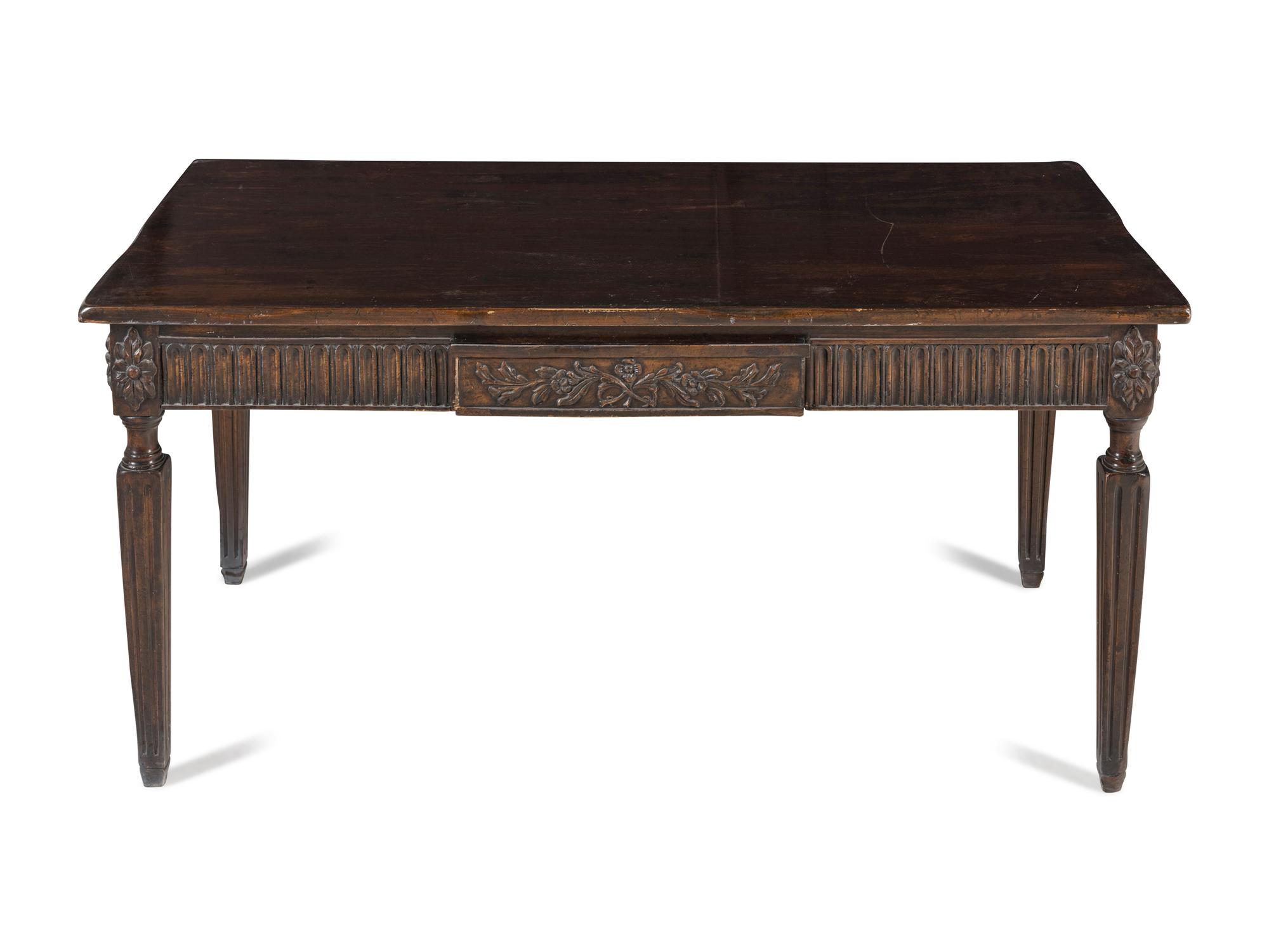An Italian Walnut Low Table with glass top
