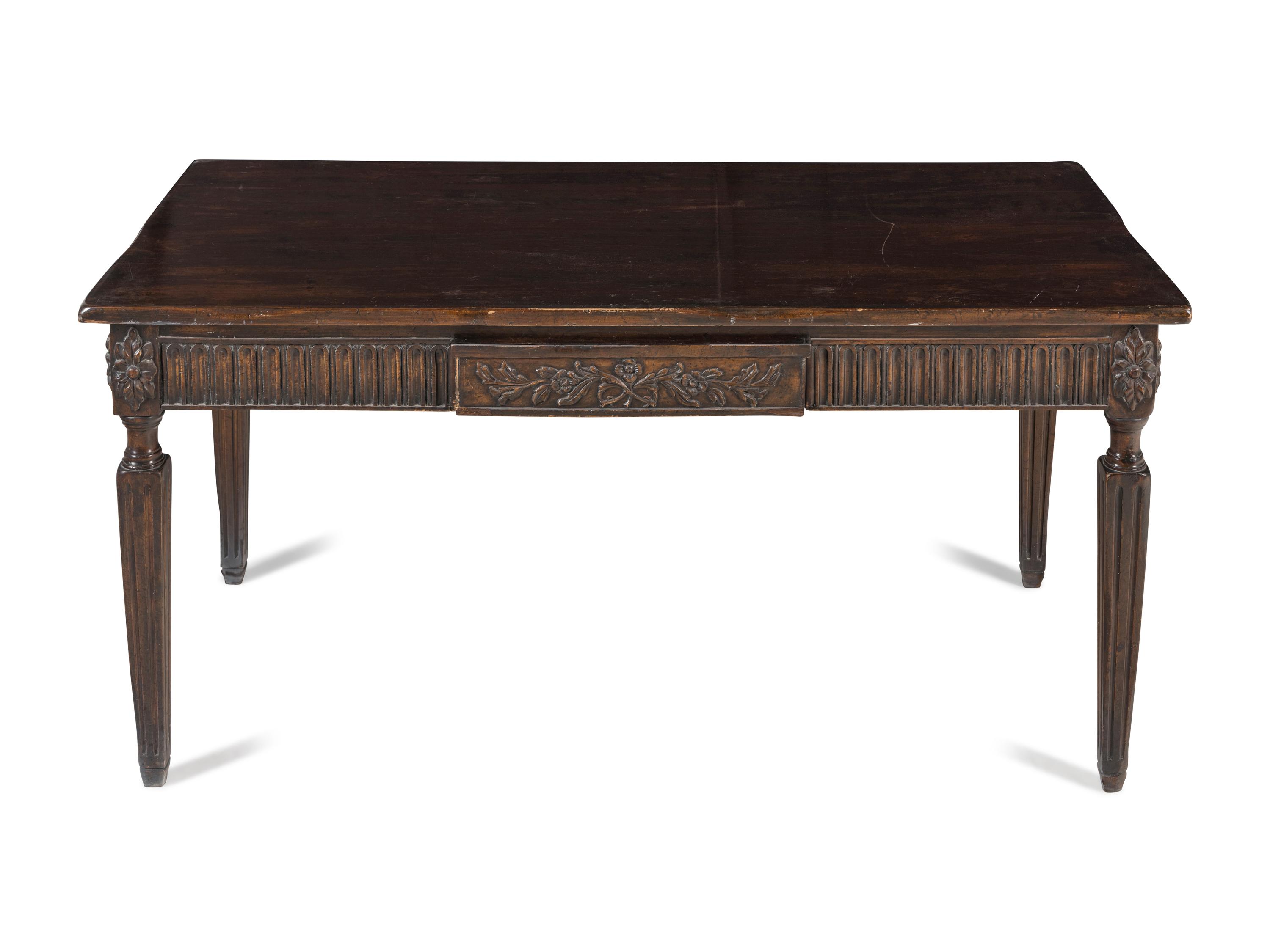 An Italian Walnut Low Table with glass top