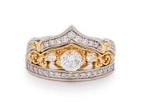 A 14 Karat Bicolor Gold and Diamond Ring Set, Disney,
