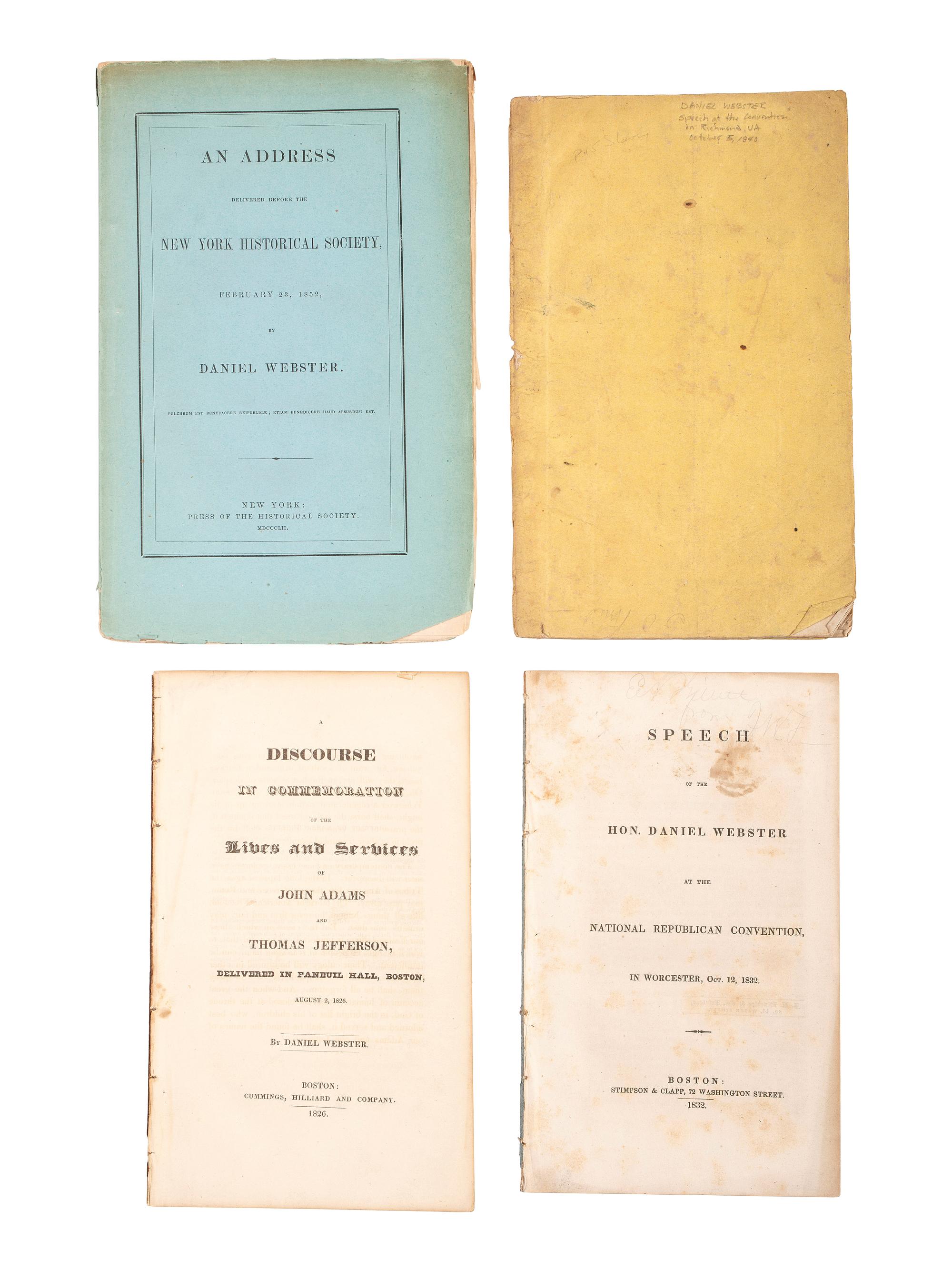 [WEBSTER, Daniel (1782-1852)]. A group of pamphlets and other ephemera, including gilt cast iron profile bust wall plaque.