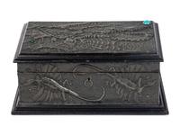 A Repousse Metal and Cabochon-Inset Humidor