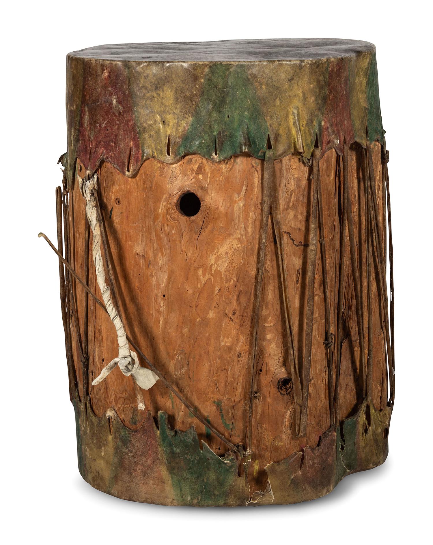Pueblo Painted Drum, with Beater
