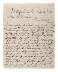 [CIVIL WAR]. ALS to Ohio Senator Benjamin Franklin Wade seeking intervention with President Lincoln in getting a position in the US Army. 6 July 1861, Bellefontaine, Ohio.