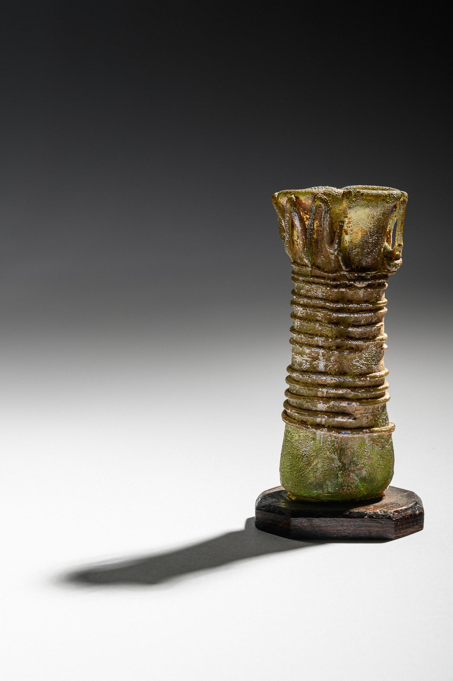 A Roman Glass Double Unguentarium with Iridescence