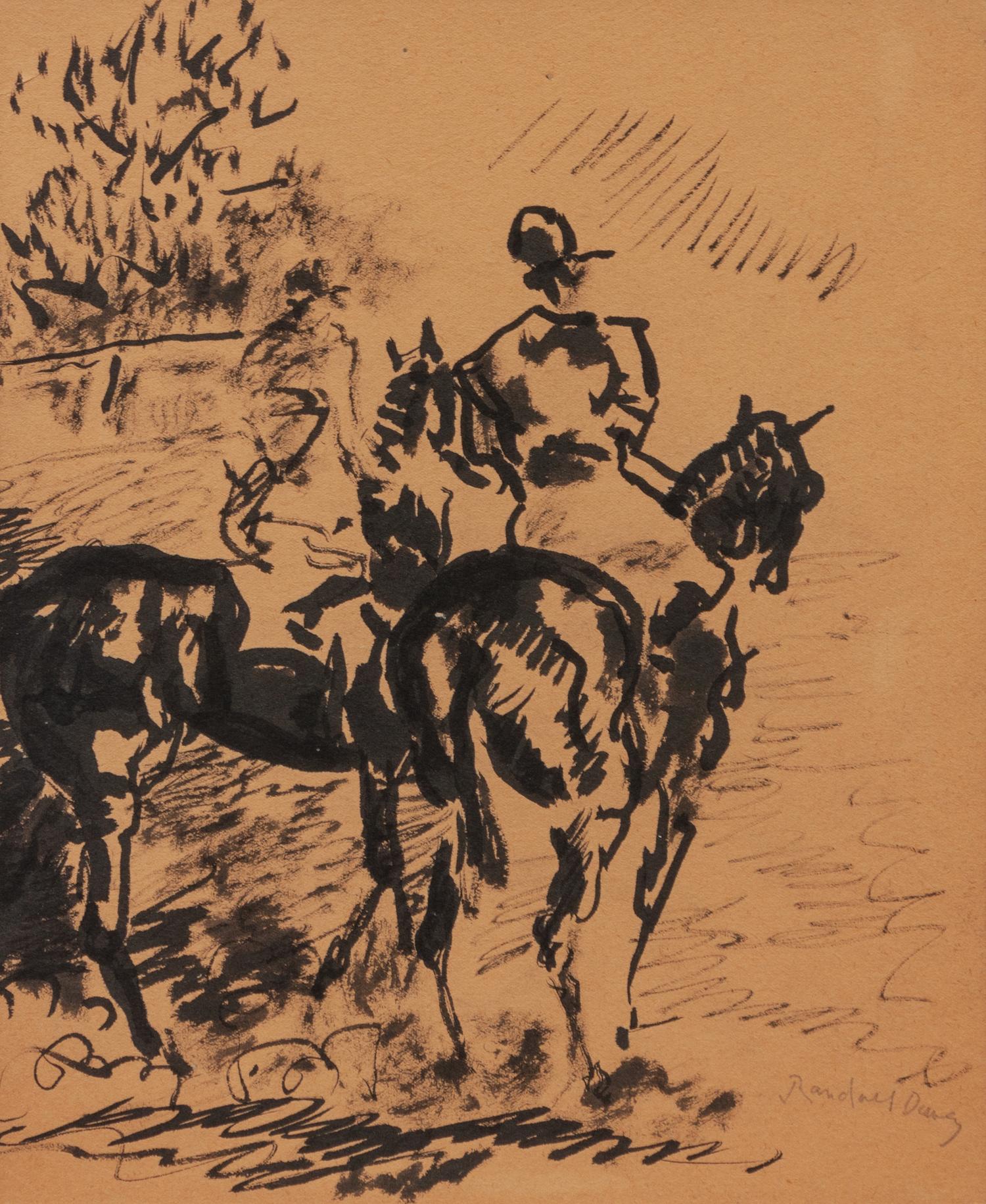 Two Jockeys on Horseback