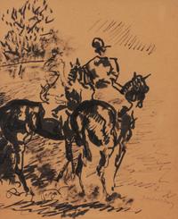 Two Jockeys on Horseback