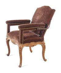 A Régence Velvet-Upholstered Carved Beechwood Reclining Armchair