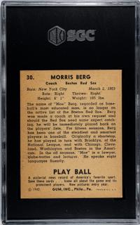 A 1940 Play Ball Moe Berg Baseball Card No. 30 (SGC 7 NRMT)